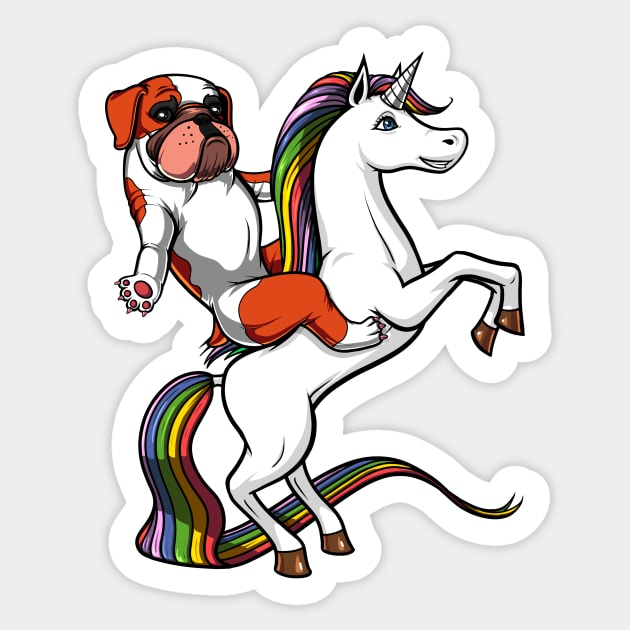 English Bulldog Riding Unicorn Sticker by underheaven